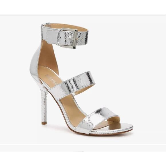 MICHAEL Michael Kors Amal Snakeskin Ankle Strap Sandals Size 8.5 - Picture 1 of 8